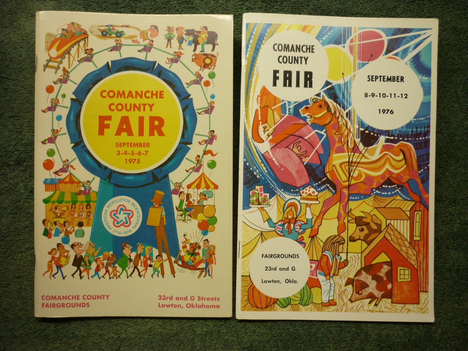 2 VINTAGE 1975 & 1976 PROGRAM BOOKLETS COMANCHE COUNTY FAIR LAWTON OK OKLAHOMA