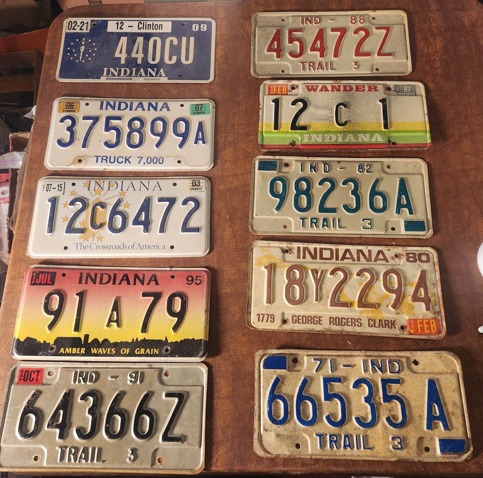 10 Vintage Indiana License Plate Lot Tag Mancave Wall Decor Project Art 70 80 90