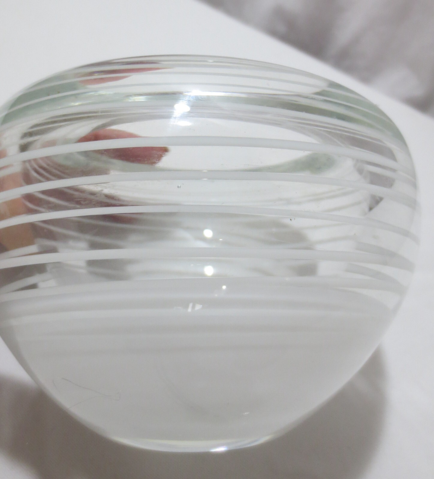 Hand Made Art Glass Vase Skrdlovice Czechoslovakia White stripes