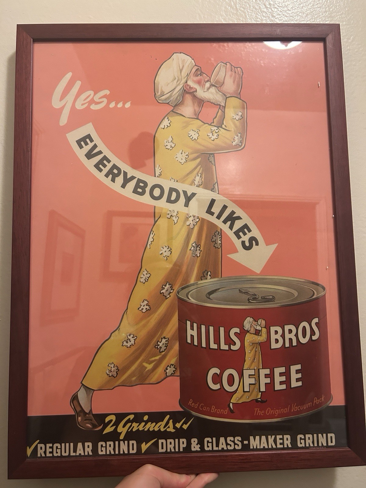 Original 1940s Vintage Hills Bros. Coffee advertising Poster Framed VGC Arabian
