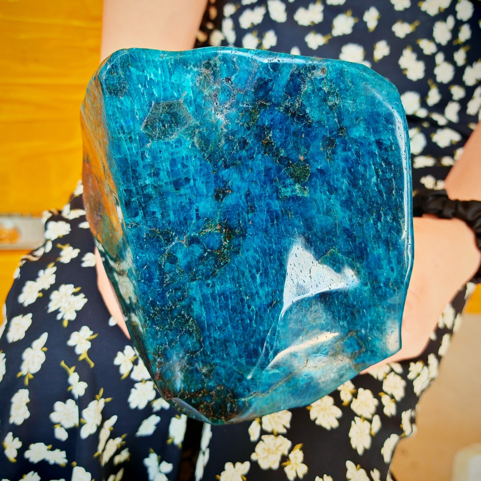9.68LB Polished Blue Apatite Freeform Specimen Bright Deep Blue Natural Crystal