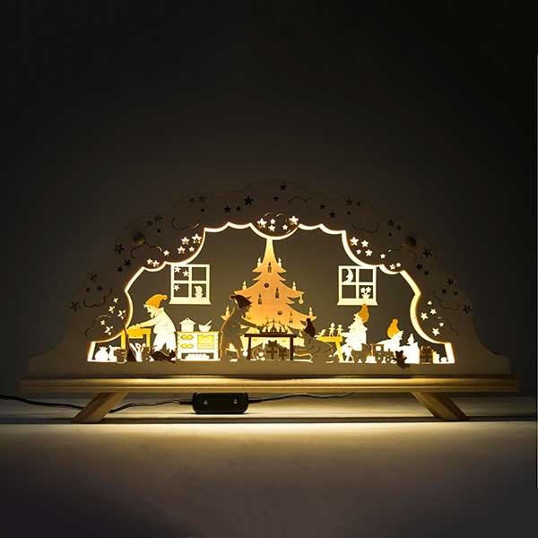 Santa\'s Workshop Schwibbogen with Electric Lights