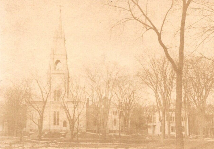 RPPC Colonial Church and Houses   - Real Photo Postcard  c1910