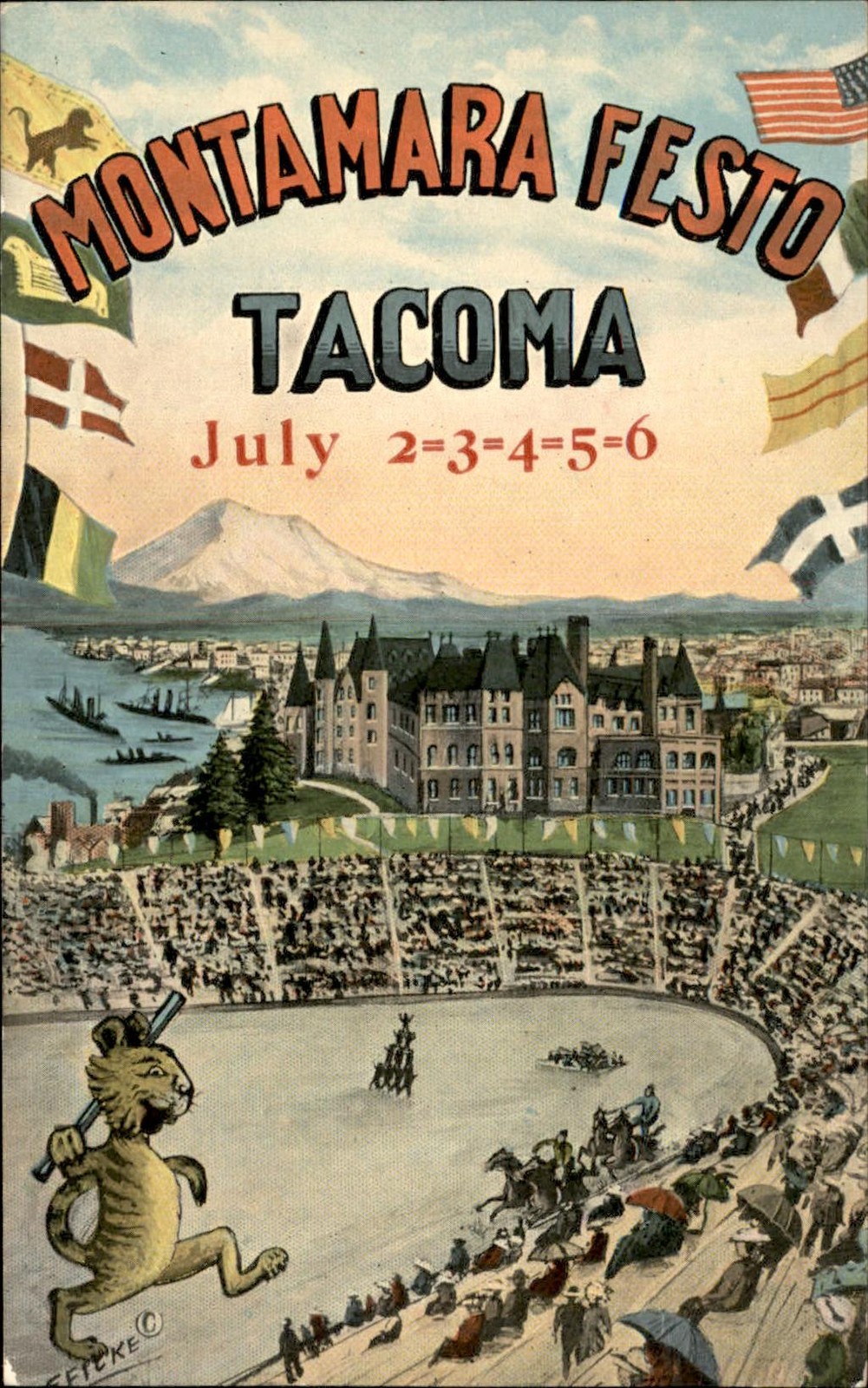 Tacoma WA Montamara Festo Frank A. Newhart & Co. c1910s POSTER ART Postcard bhn