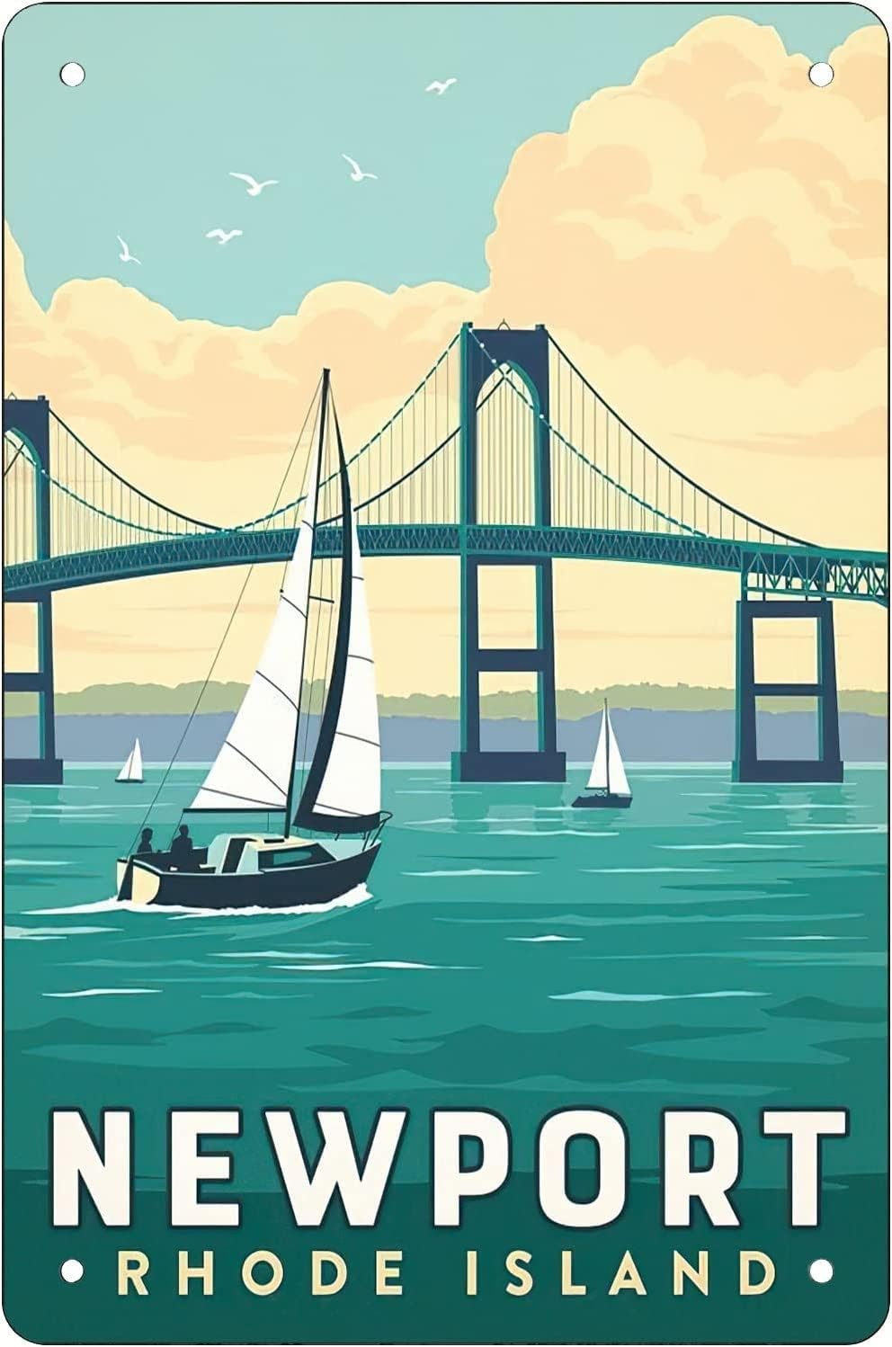 Newport Rhode Island Use Indoor Tin Metal Signs Home Décor Wall Art 8x12 