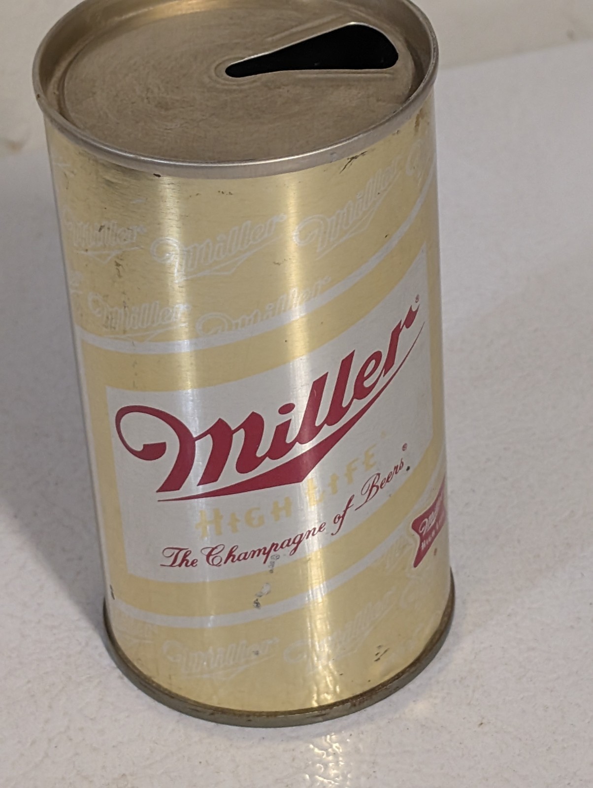 Very Rare silver background ,,Vintage Miller High Life Empty Pull Top Beer Can 