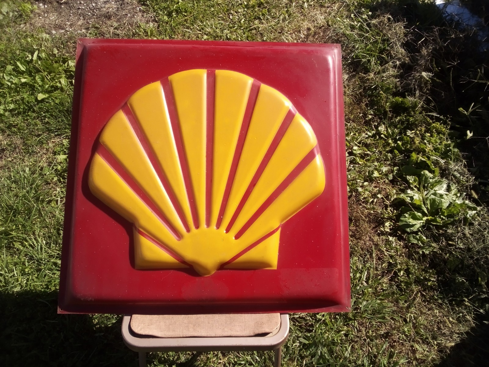 Shell Gas Oil Advertising Sign Panel Red Yellow Shell Logo 25x25