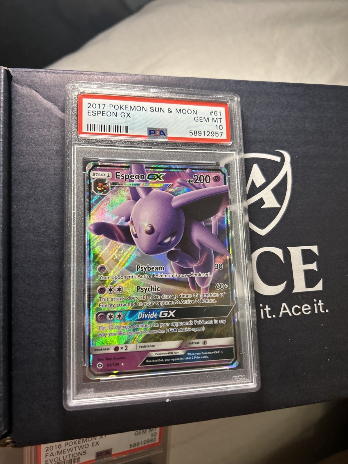 Pokemon Espeon GX 61/149 Ultra Rare Holo Card Sun Moon PSA10