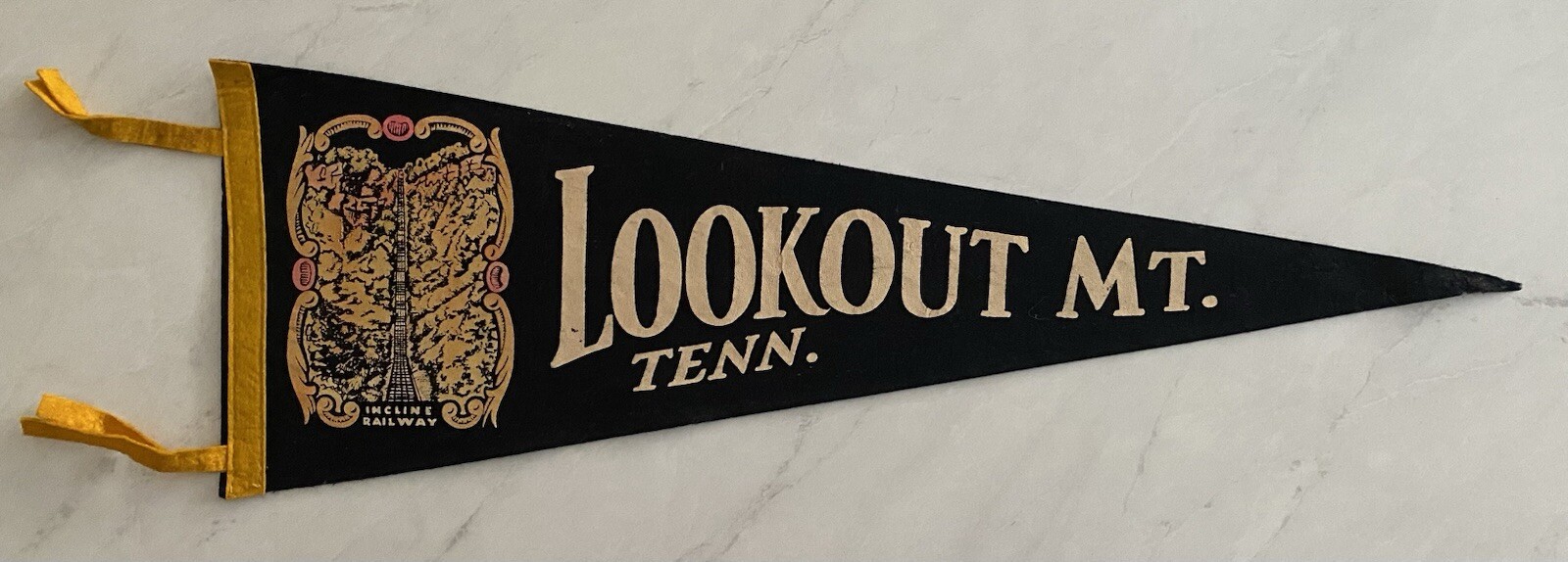 Vintage Lookout Mountain Tennessee 27 Inch Pennant w Incline Railway Graphic