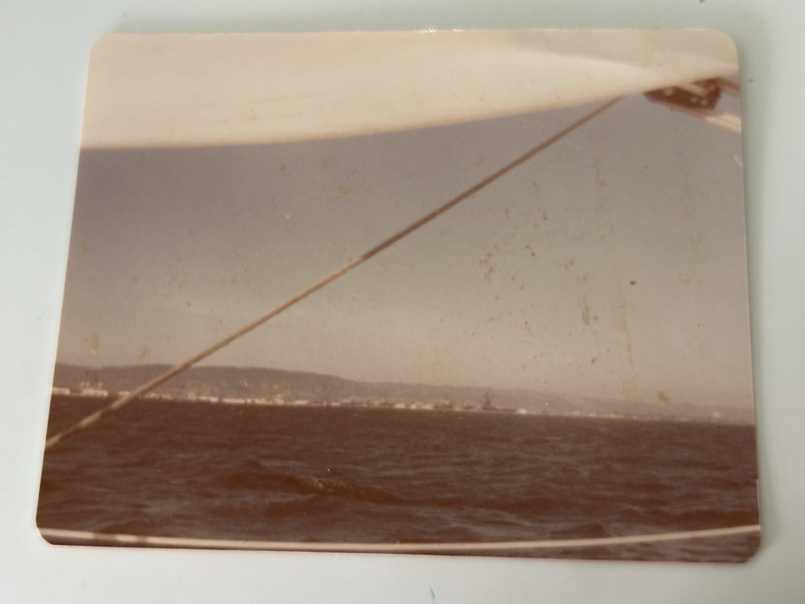 Bay Scene from Airplane or Boat Vintage Snapshot Photograph
