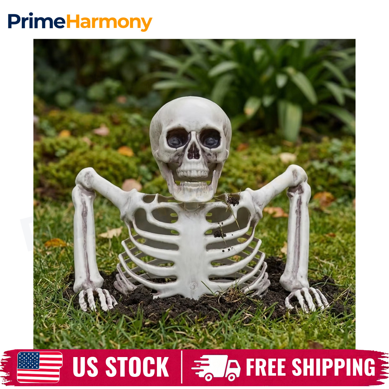 Halloween Realistic Skeleton Decoration Movable Joints Outdoor Yard Party