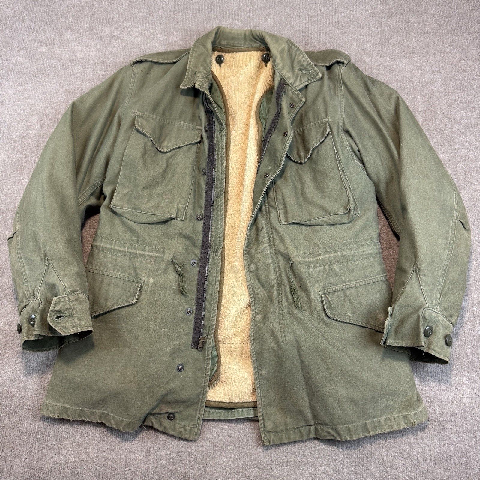 Vintage US Army M51 Field Jacket Men Small OG107 Green 50s M-1951 Attached Liner