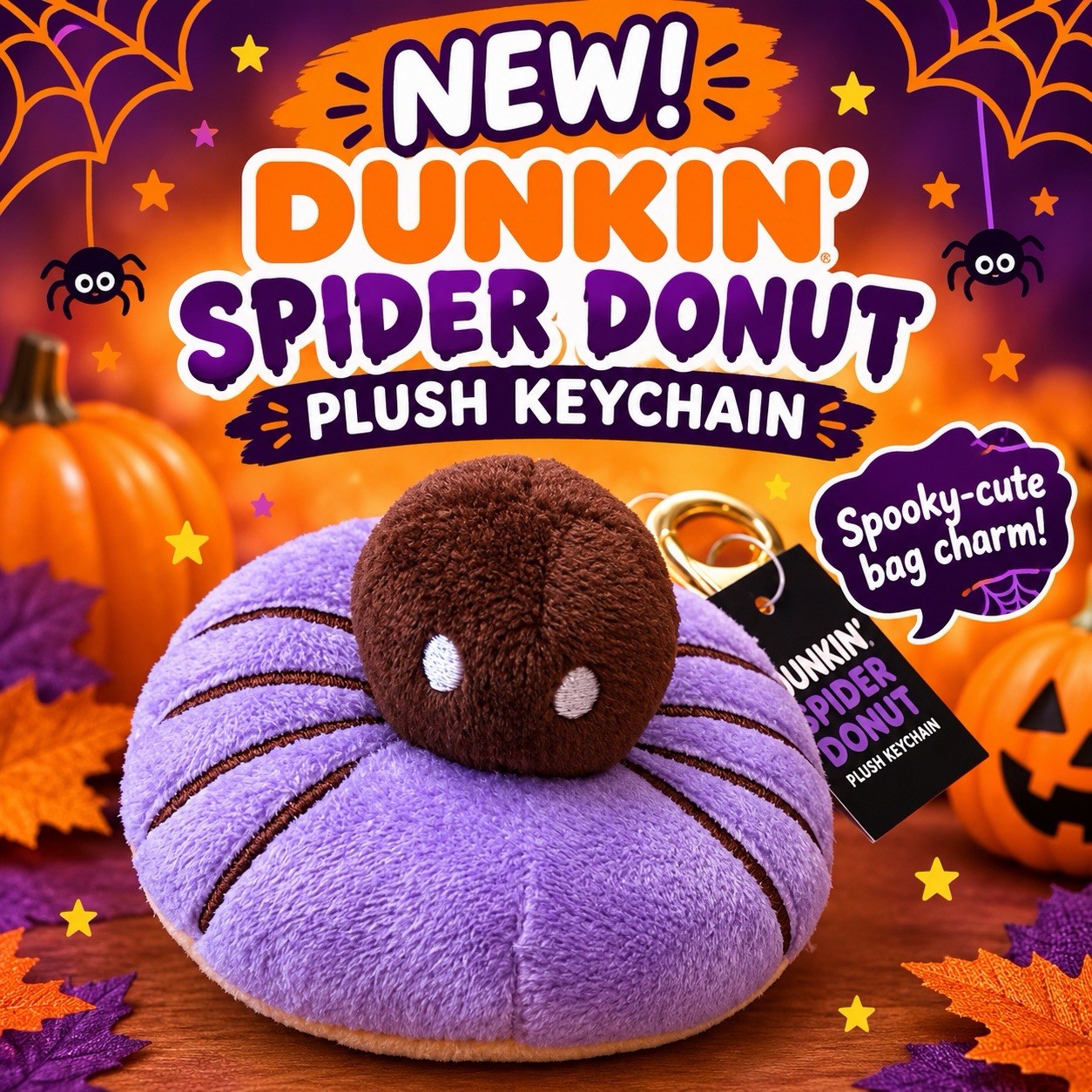 dunkin Spider Donut Keychain *Authentic* 