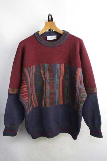 Snowy Peak 3D Wool Sweater Men M NZ Made MultiColor Vintage (Ages 14+)