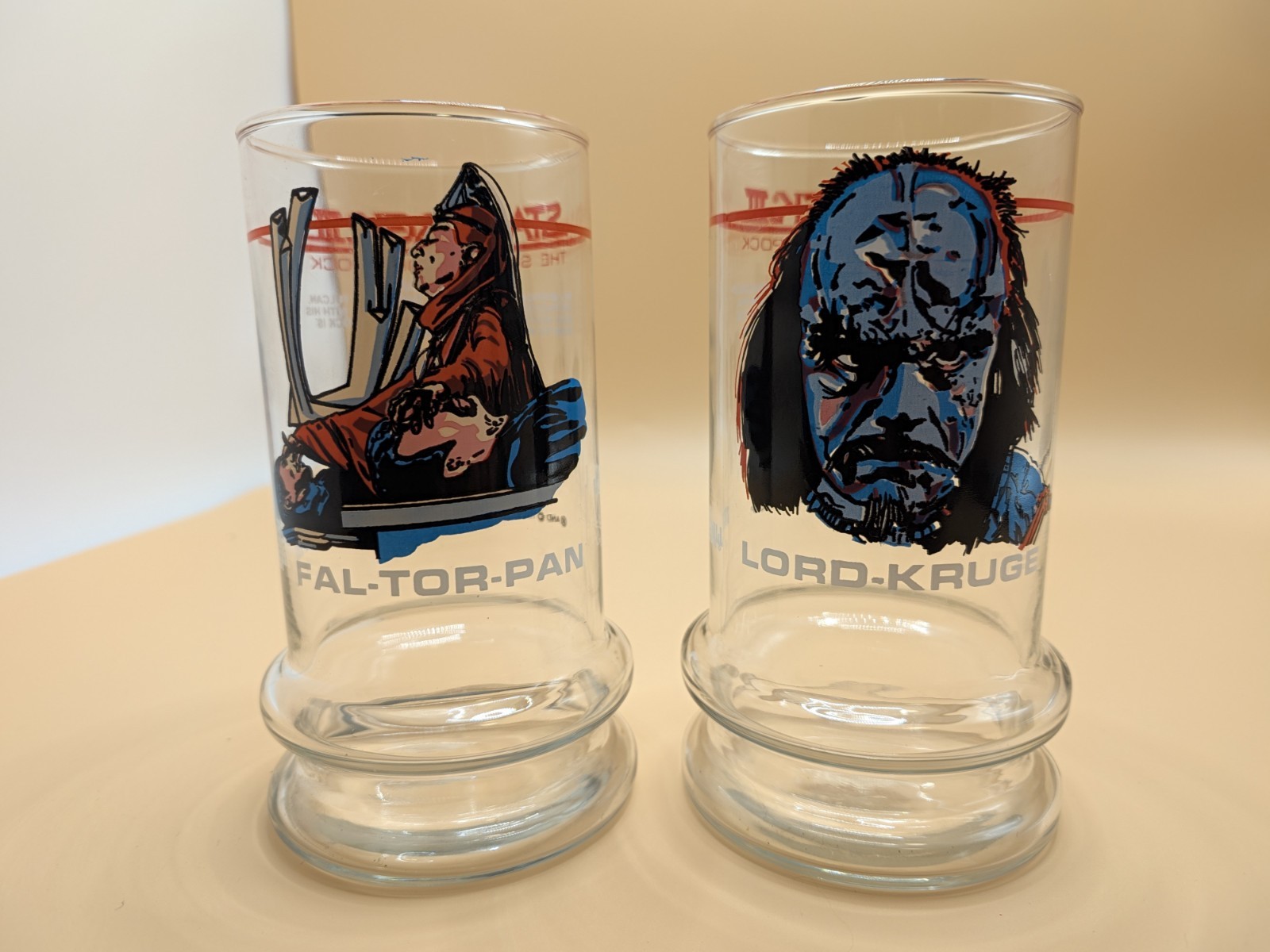 Vintage 1984 Star Trek III Search for Spock Glasses Fal-Tor-Pan Lord Kruge Set 2