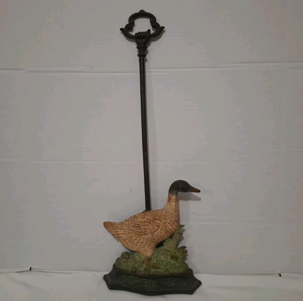 ANTIQUE 19TH CENTURY DOOR PORTER VICTORIAN DUCK CAST IRON DOOR STOP 25