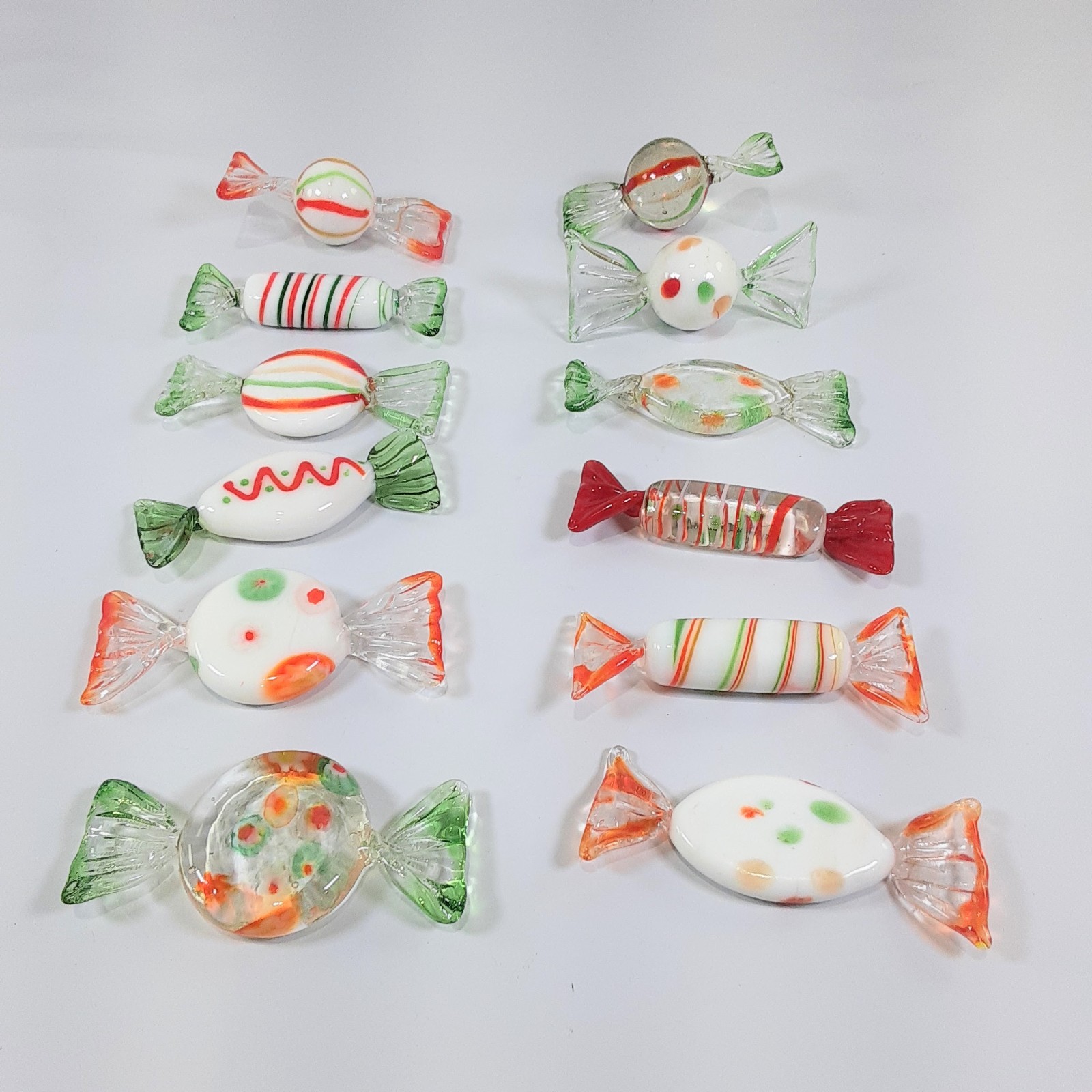 Vintage Lillian Vernon Blown Glass Candy Set 12 pc In Original Box 271W Holiday