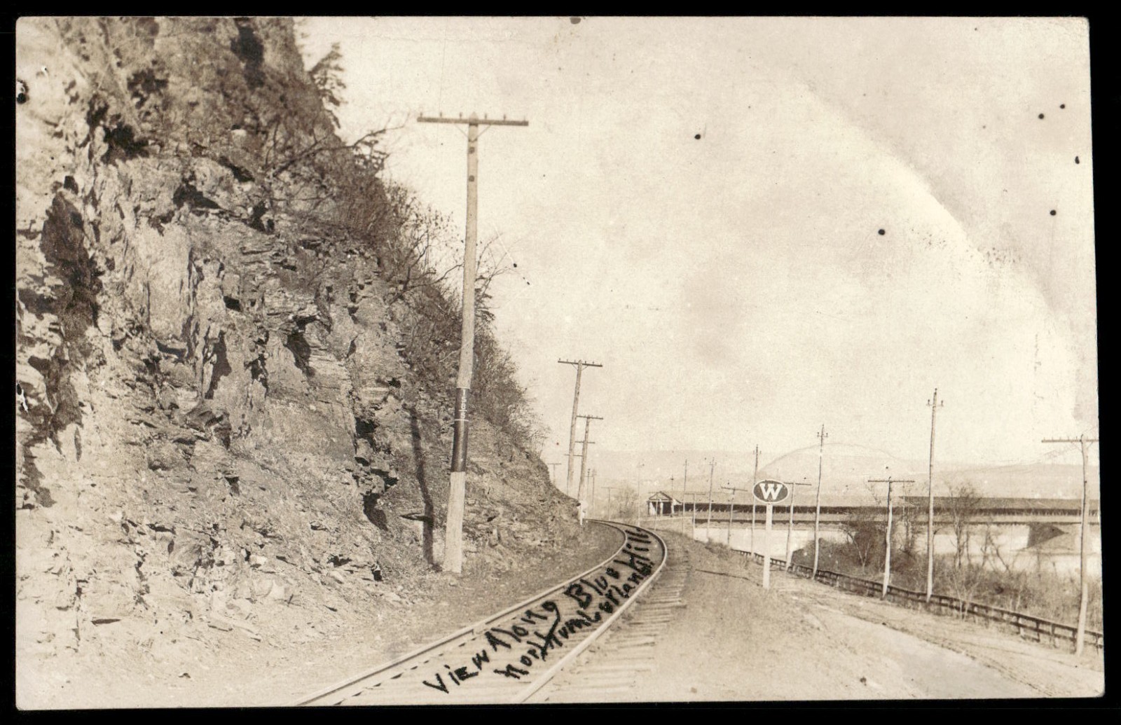 Vintage Postcard Real Photo Blue Hill Railroad Tracks Northumberland PA 1908