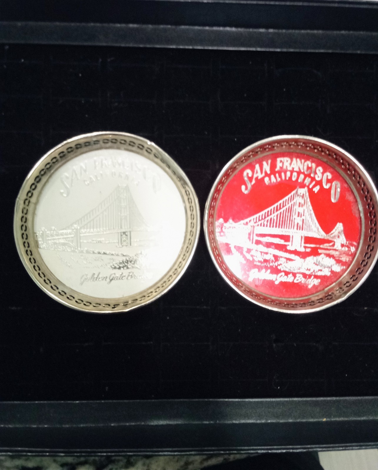 2 Vintage San Francisco Souvenir Coasters Red White Made in Japan Japan NICE