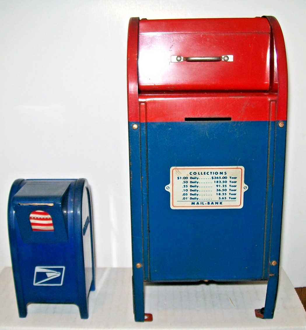 VINTAGE SUPERIOR TOY MAILBOX BANK - LOT OF 2