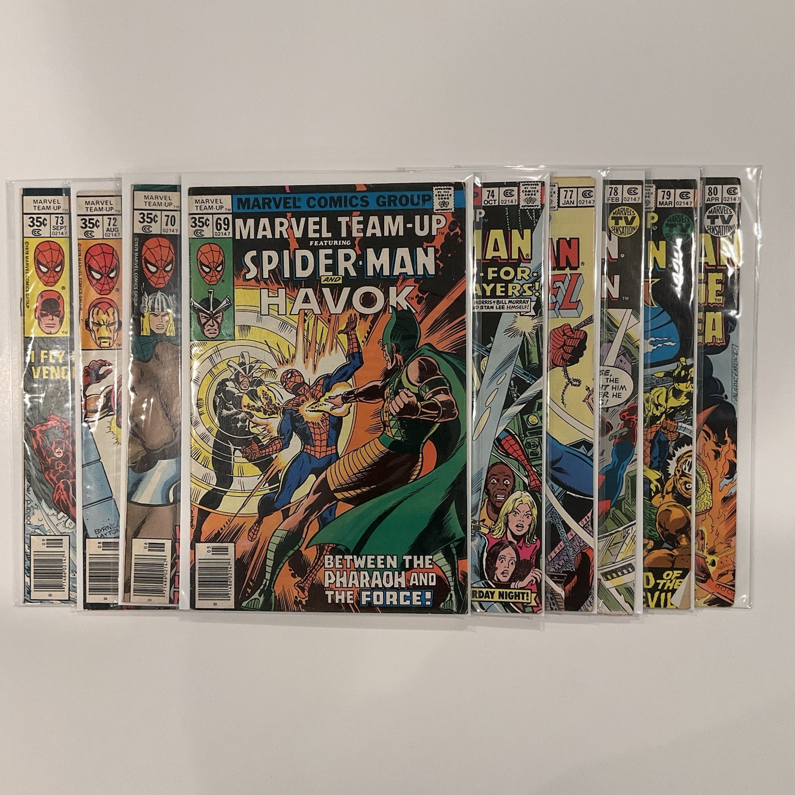 Marvel Team Up Lot 69 70 72 73 74 77 78 79 80 Very Fine+ Vf+ 8.5 1978 Marvel