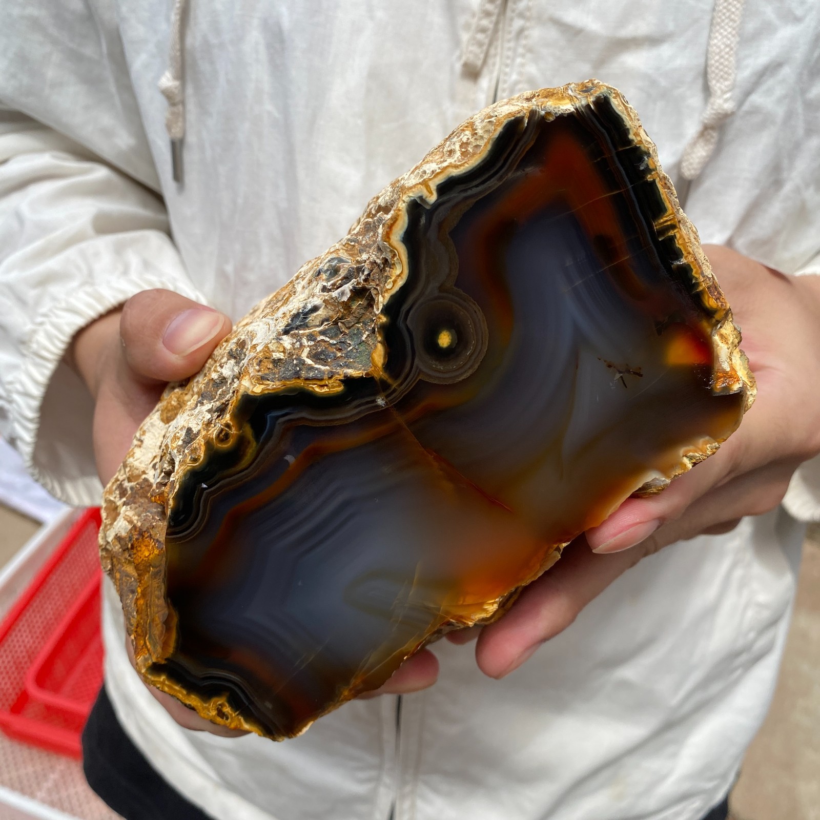 7lb Natural Lace Banded Agate Quartz Crystal Rough mineral specimens，Brazil