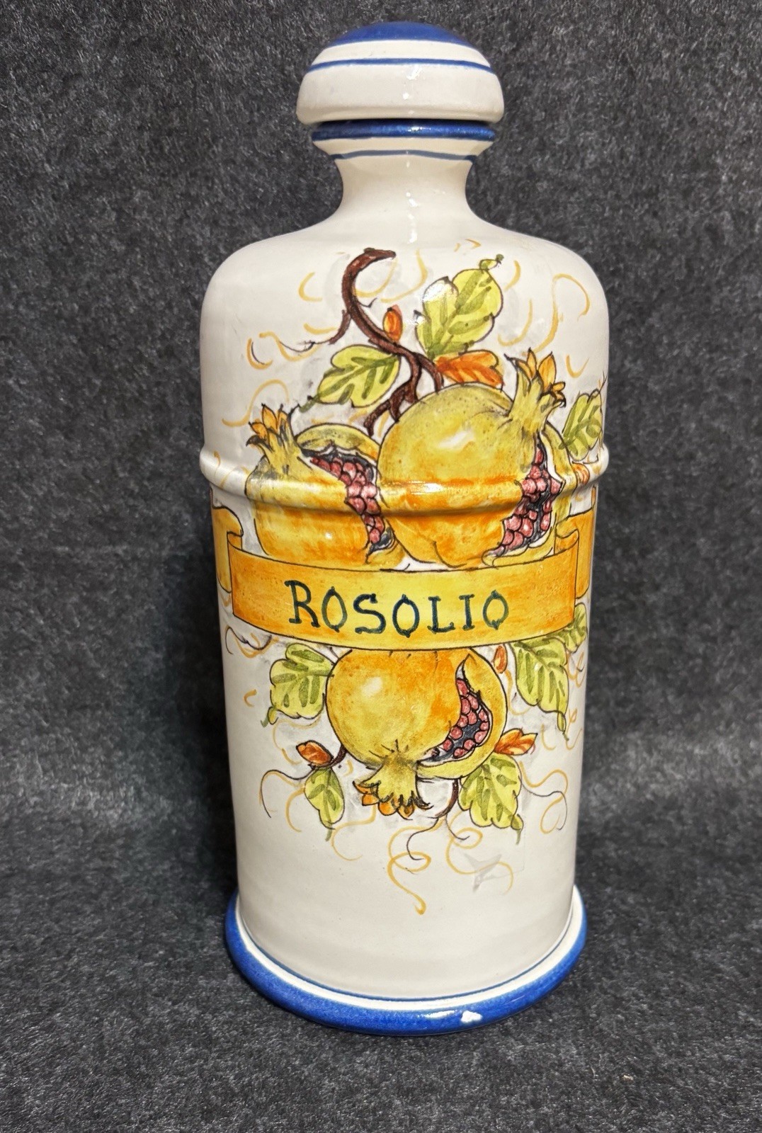 Bellocci Orvieto Italian Majolica Apothecary Jar Rosolio Decanter Hand Painted