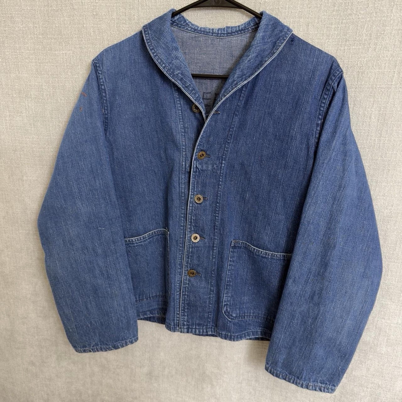 Vintage 1940s US Navy WWIIShawl Collar Denim jacket with stencil