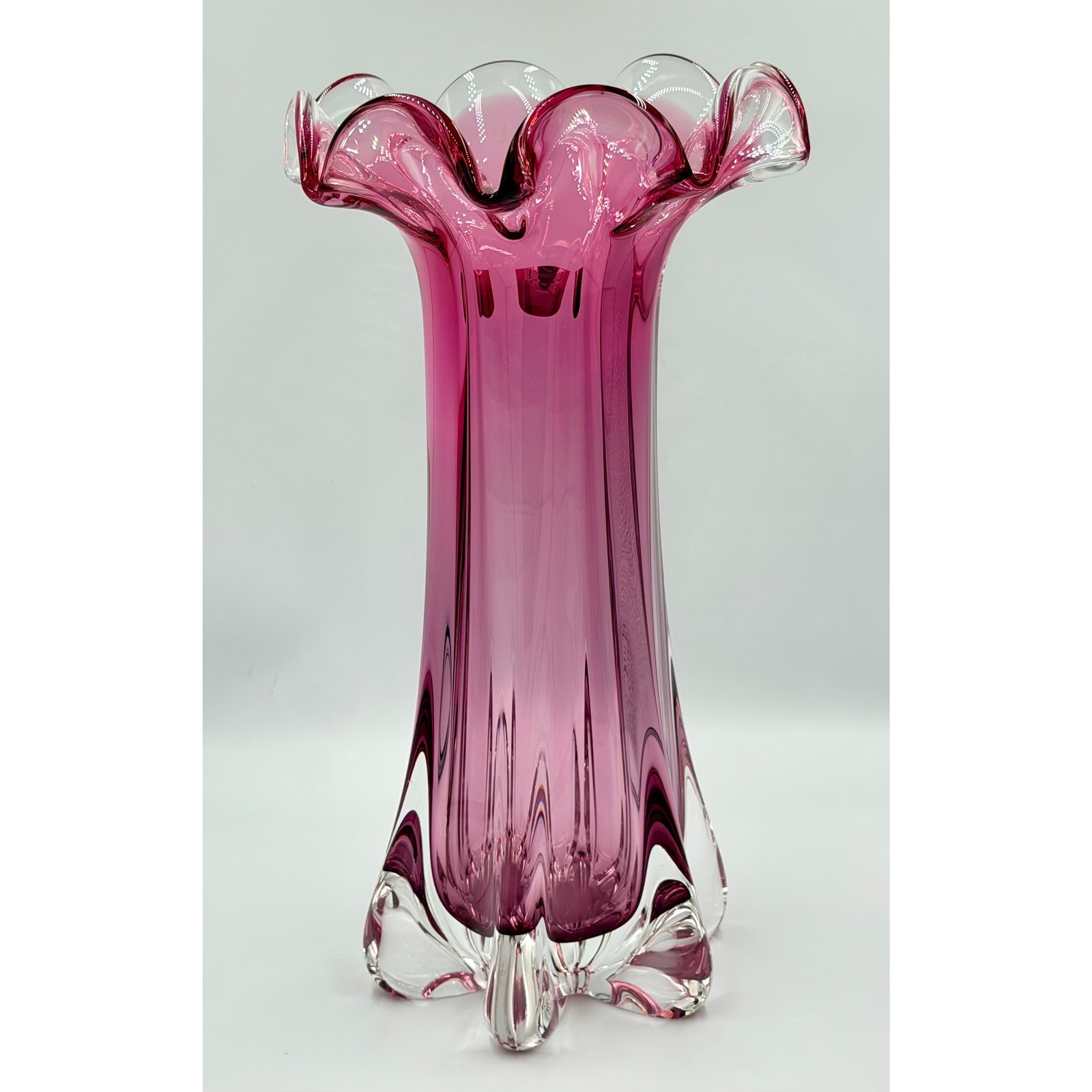 Mid-Century Czech Art Glass Vase, Josef Hospodka, Chřibská (Rubin glass) 1960s