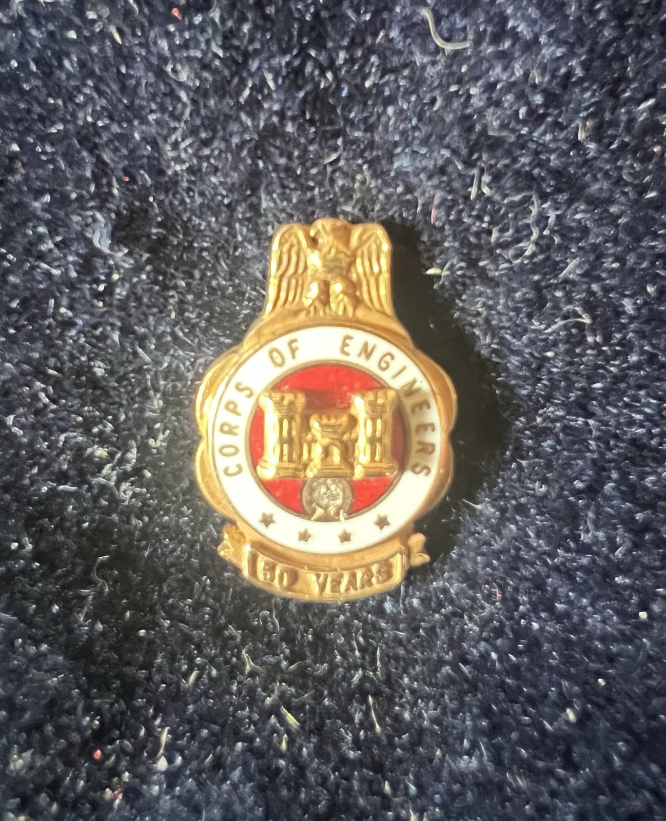 Vintage 10k Gold Corps of Engineers 4 Star “50 Years of Service” Award Pin