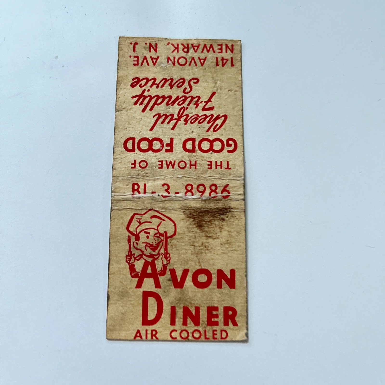 Avon Diner The Home of Good Food Newark NJ Vintage Matchbook Cover 4MB98-5