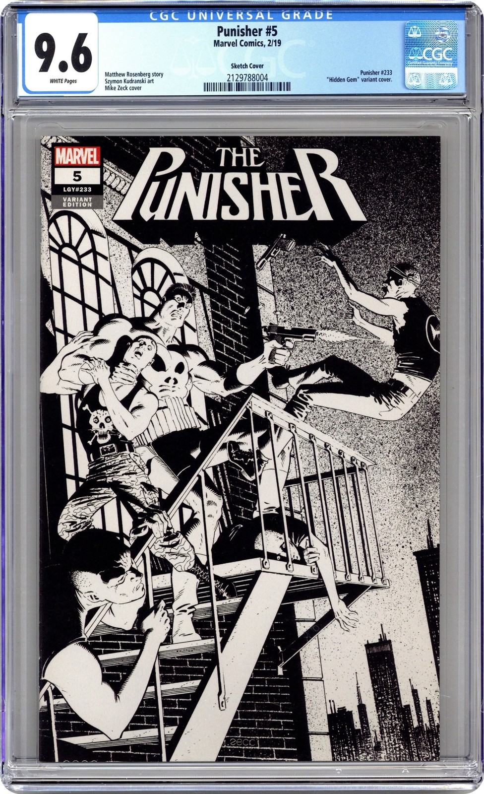 Punisher #5D Zeck B&W 1:250 Variant CGC 9.6 2019 2129788004