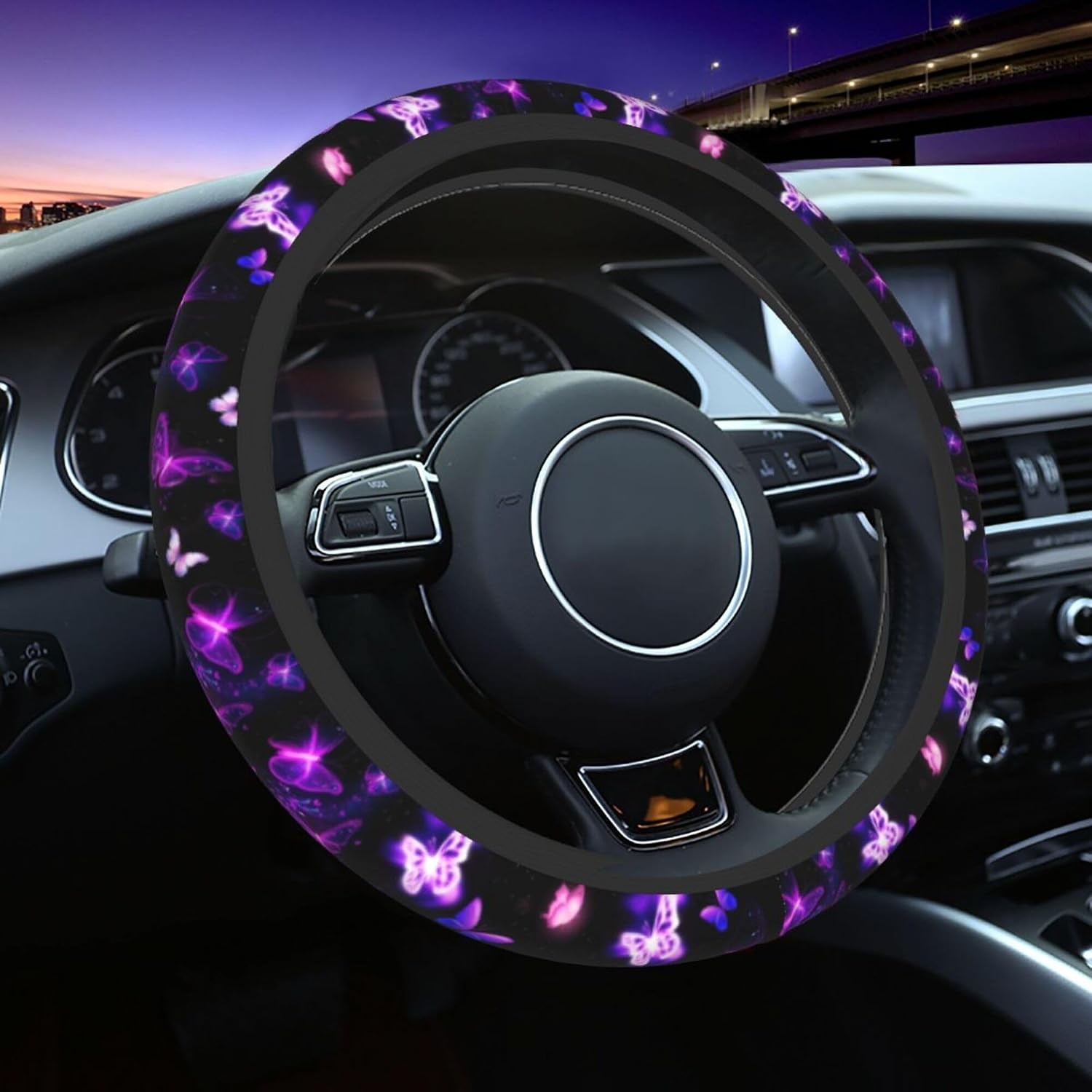 Purple Butterfly Steering Wheel Cover - Beautiful Butterfly Steering Wheel Cover