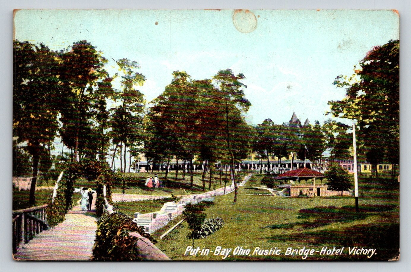 Put-in-Bay OH Rustic Bridge Hotel Victory Postcard 1910 Postmarked
