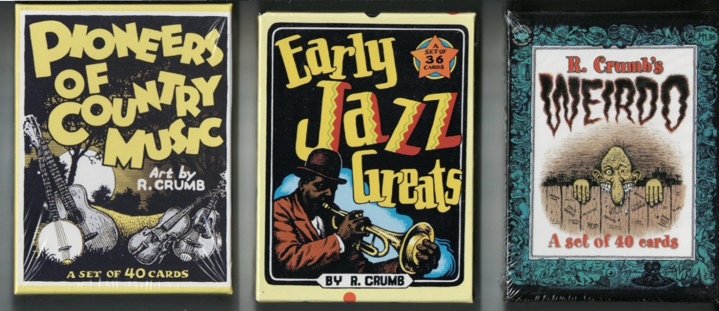 R. CRUMB - SET OF THREE BOXED TRADING CARDS: COUNTRY MUSIC, JAZZ GREATS, WEIRDO