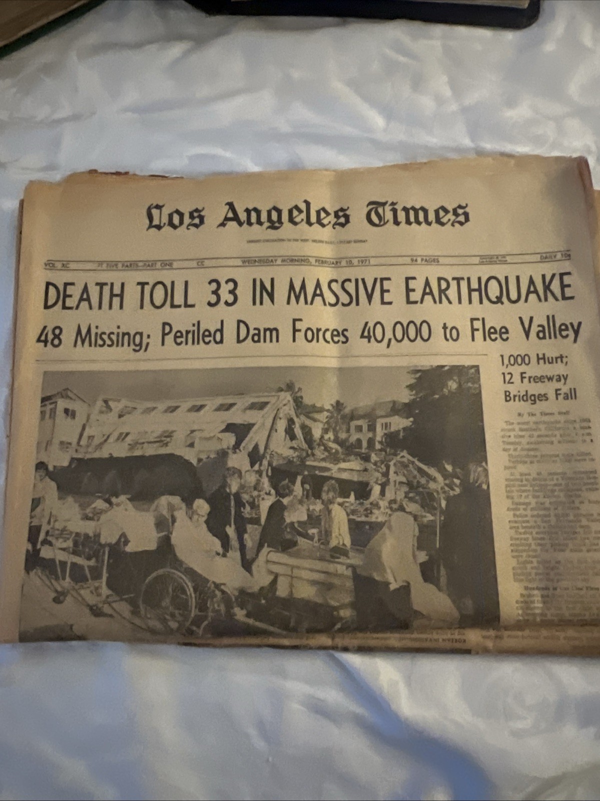 Los Angeles Times Newspaper February 10 1971 Earthquake Original Feb 9 Disaster