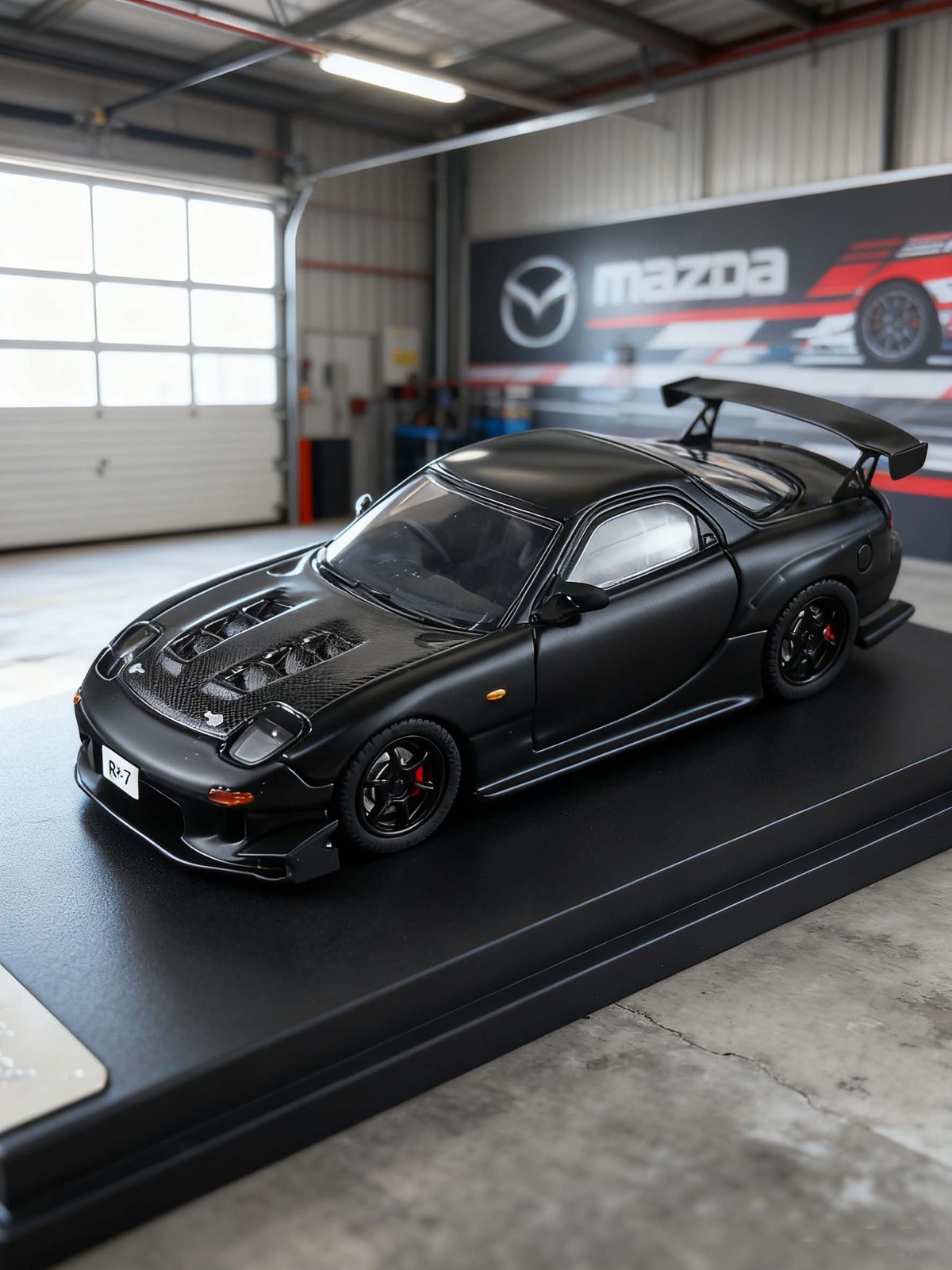 1:64 RX-7 FD3S Amemiya RE Tuned Carbon Hood Alloy Model Car for Display