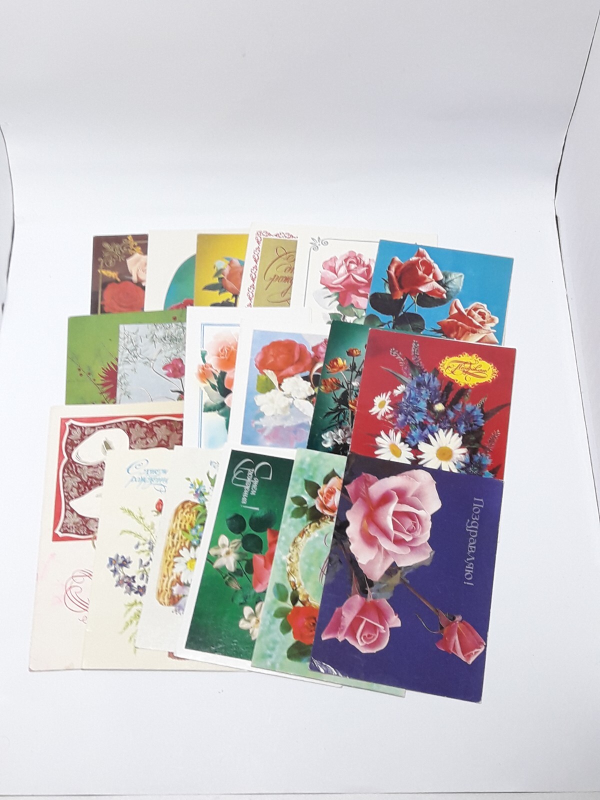 Vintage Postcard USSR Congratulations Holiday Birthday Flowers Rose 18 pcs Old