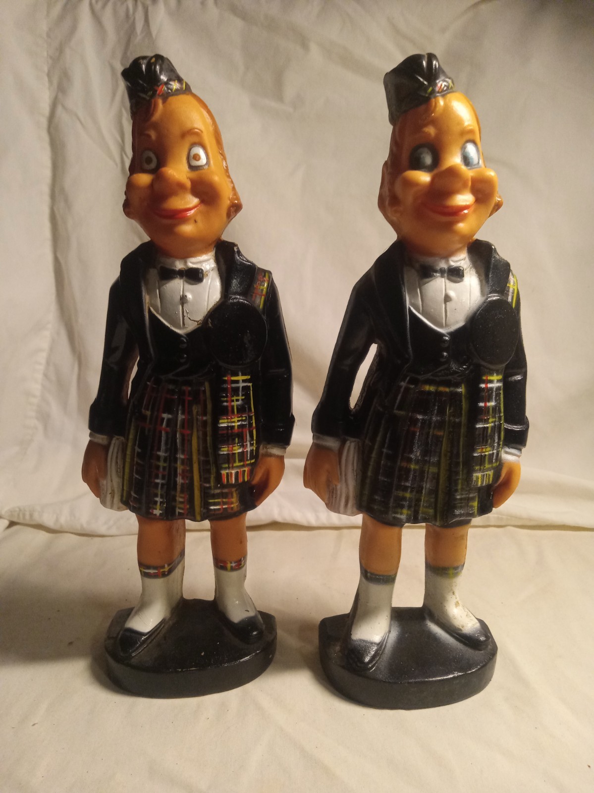 Two Vintage Old Smugler Whiskey Figurines