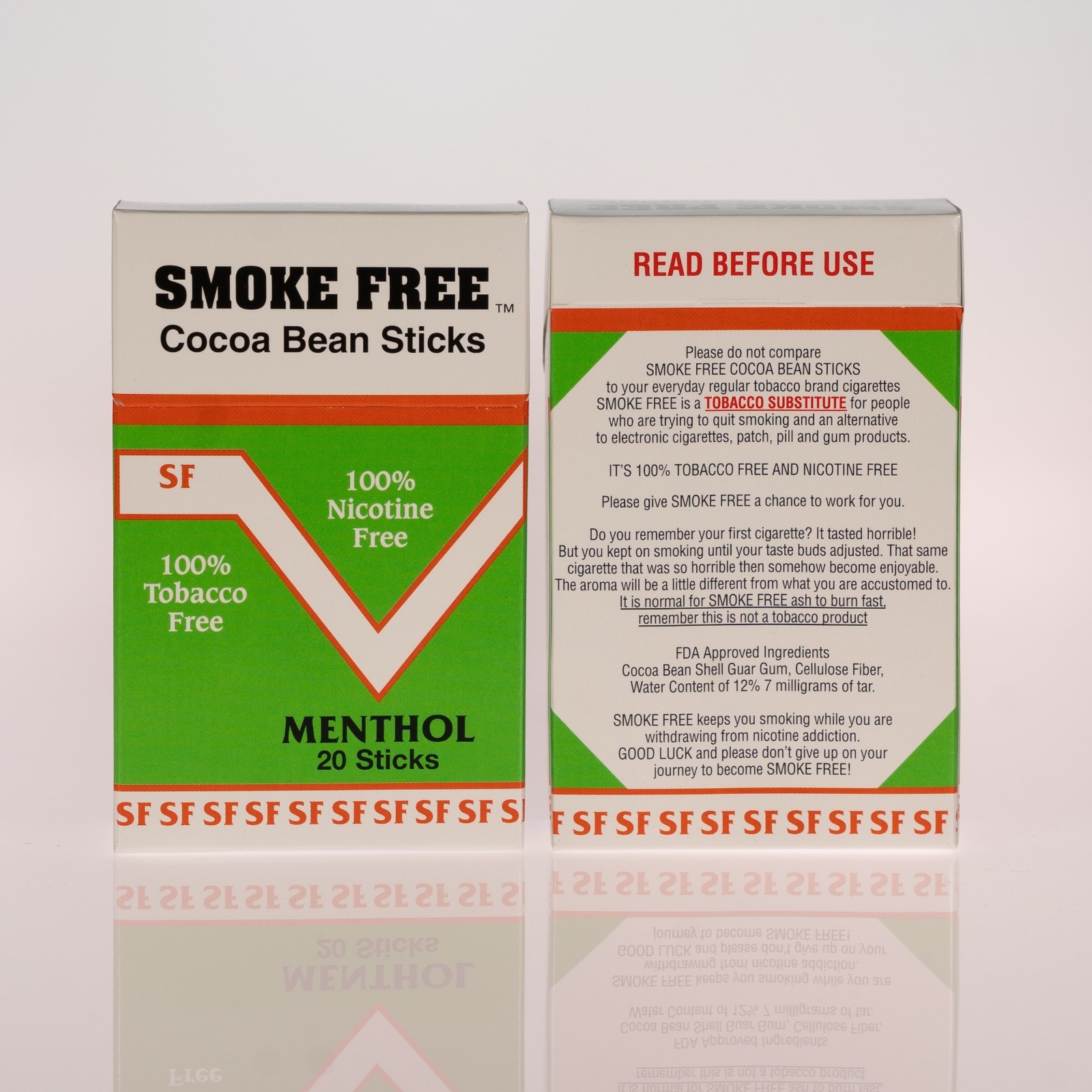 Smoke Free Cocoa Bean  -Two Packs Menthol 100% Tobacco Free & Nicotine Free