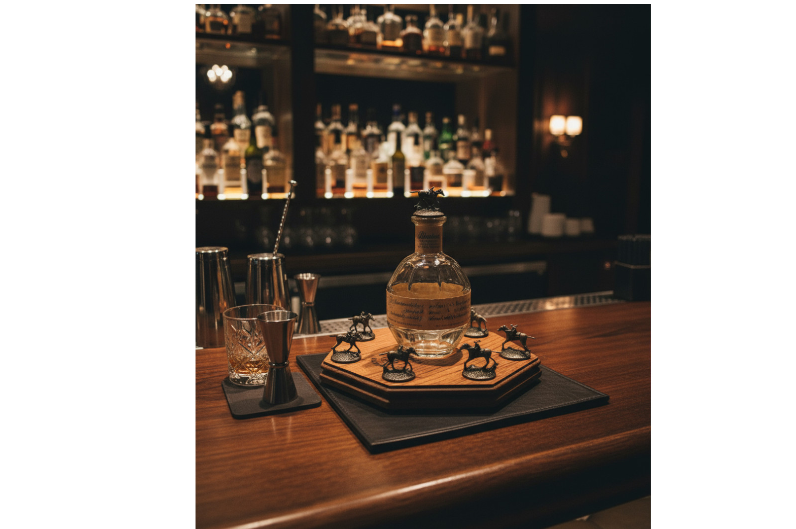 Illuminated Blanton's Bourbon Cork Stopper Display Octagon Oak , Blantons