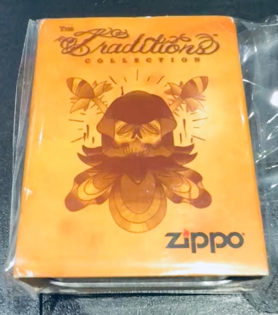 Zippo Click Lighter Skull Snake Tattoo Blooming Death 24321 Gift Box April 2008