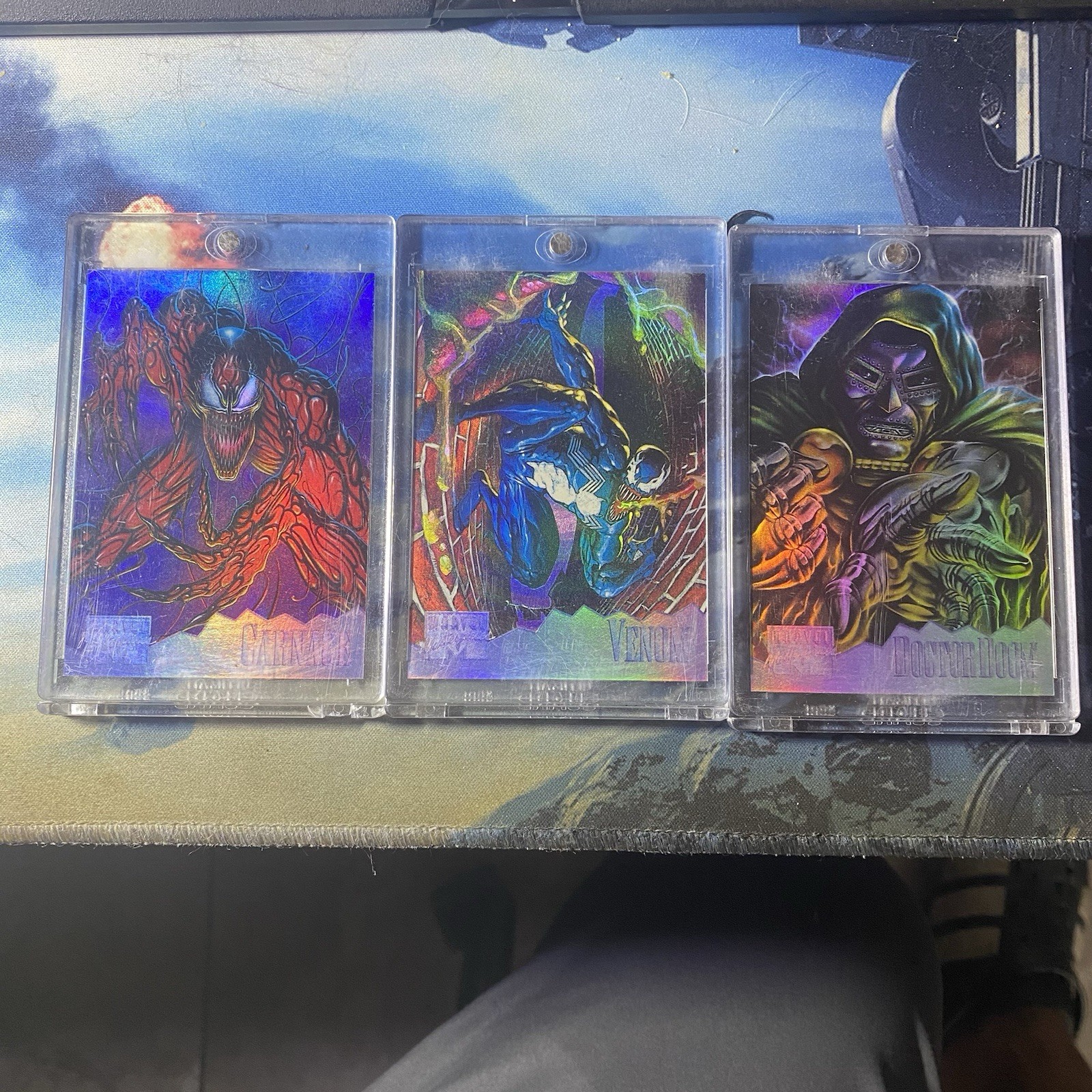 1995 Fleer Marvel Masterpieces Venom, Carnage, & Dr Doom Holo Flash