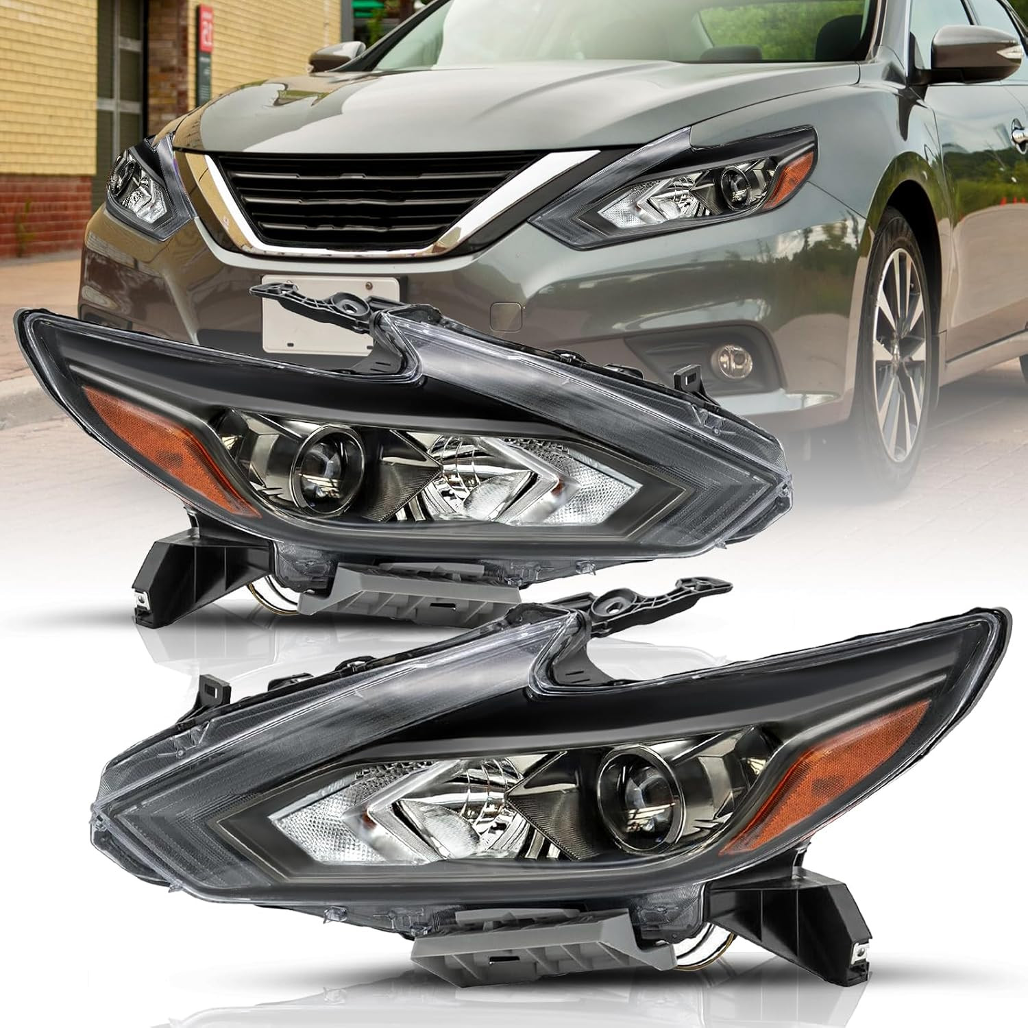 [Halogen Model W/O LED DRL Headlight Assembly Replacement for 2016 2017 2018 Nis