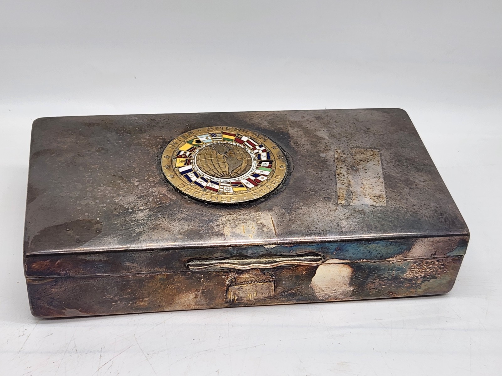 Vintage Silverplate Aristocrat Cigarette Case Inter American Defense Board