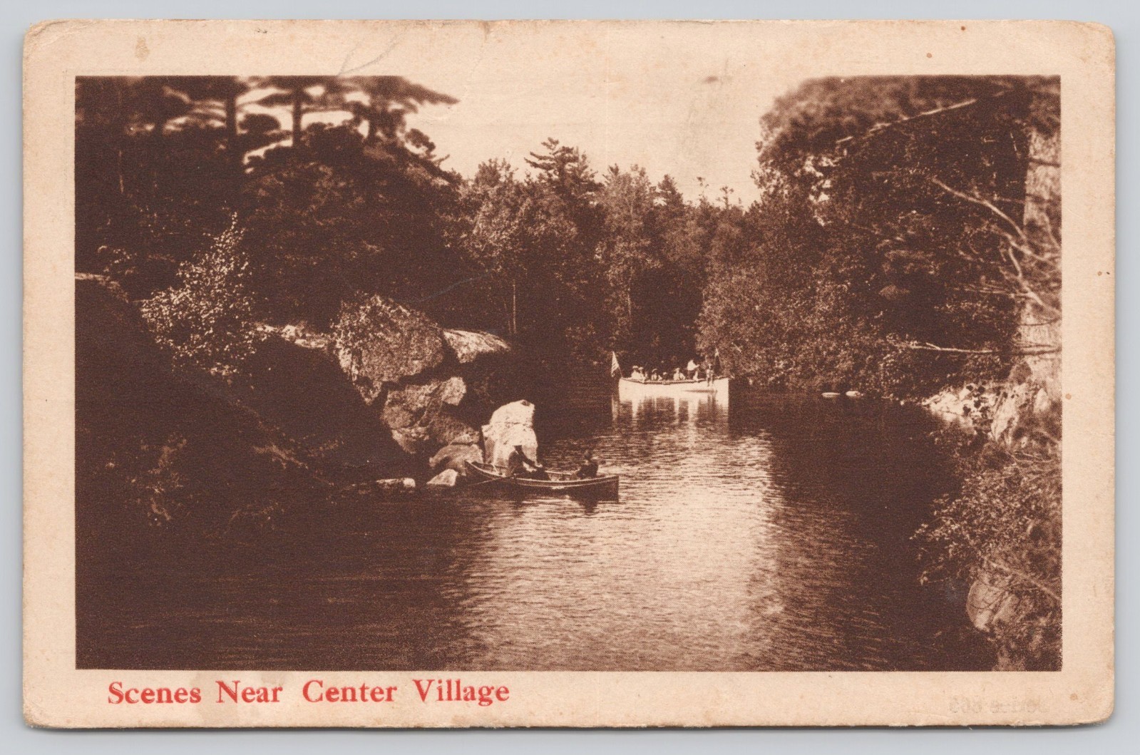 Scenes Near Center Village NY Boating River View c1915 Postcard