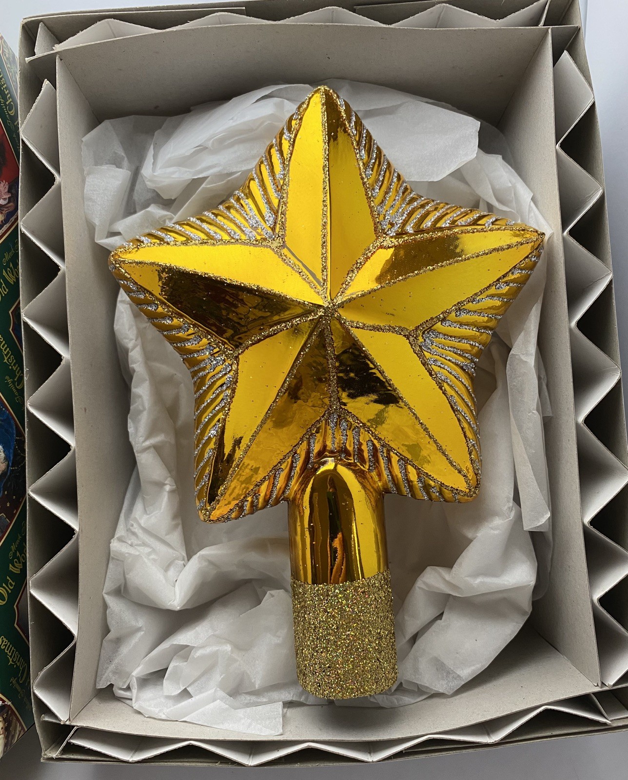 Vintage Glass Tree Topper Old World Christmas Glass Tree Topper 8 inch STAR