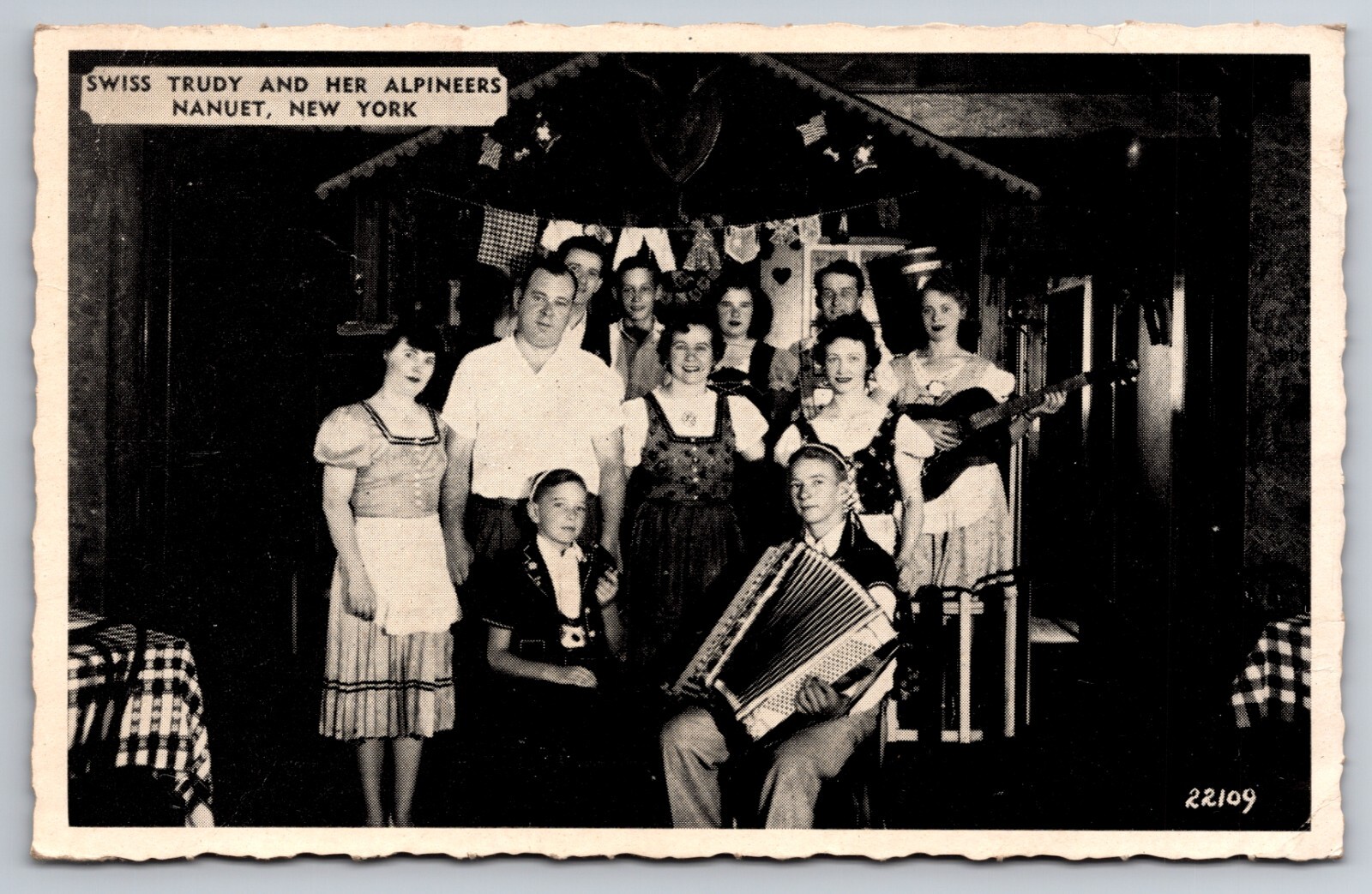 Swiss Trudy and Her Alpineers Alpine Village Nanuet New York NY c1940 Postcard