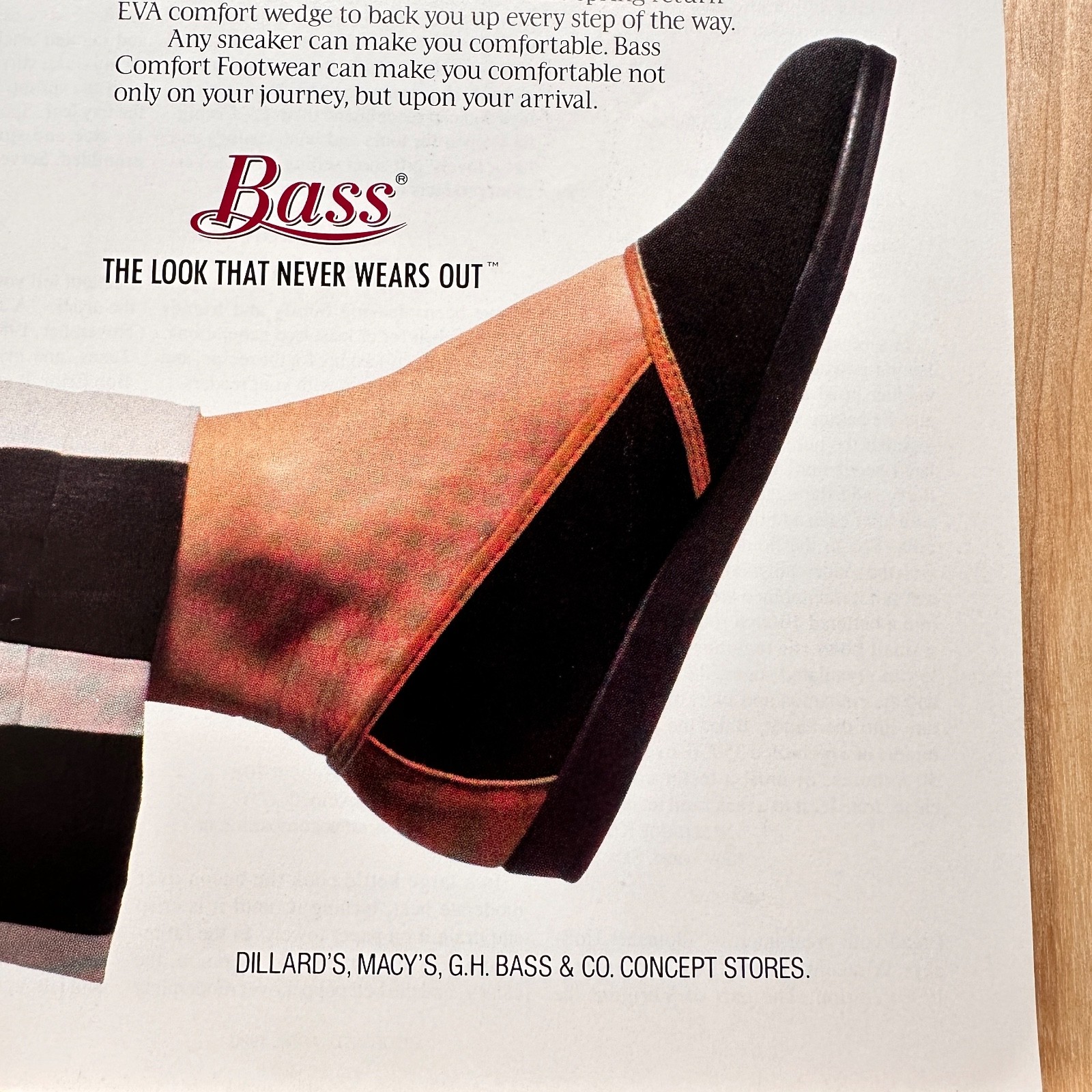 1990 Bass Comfort Footwear Dillards Macys Vintage Print Ad Women’s Shoes Advert