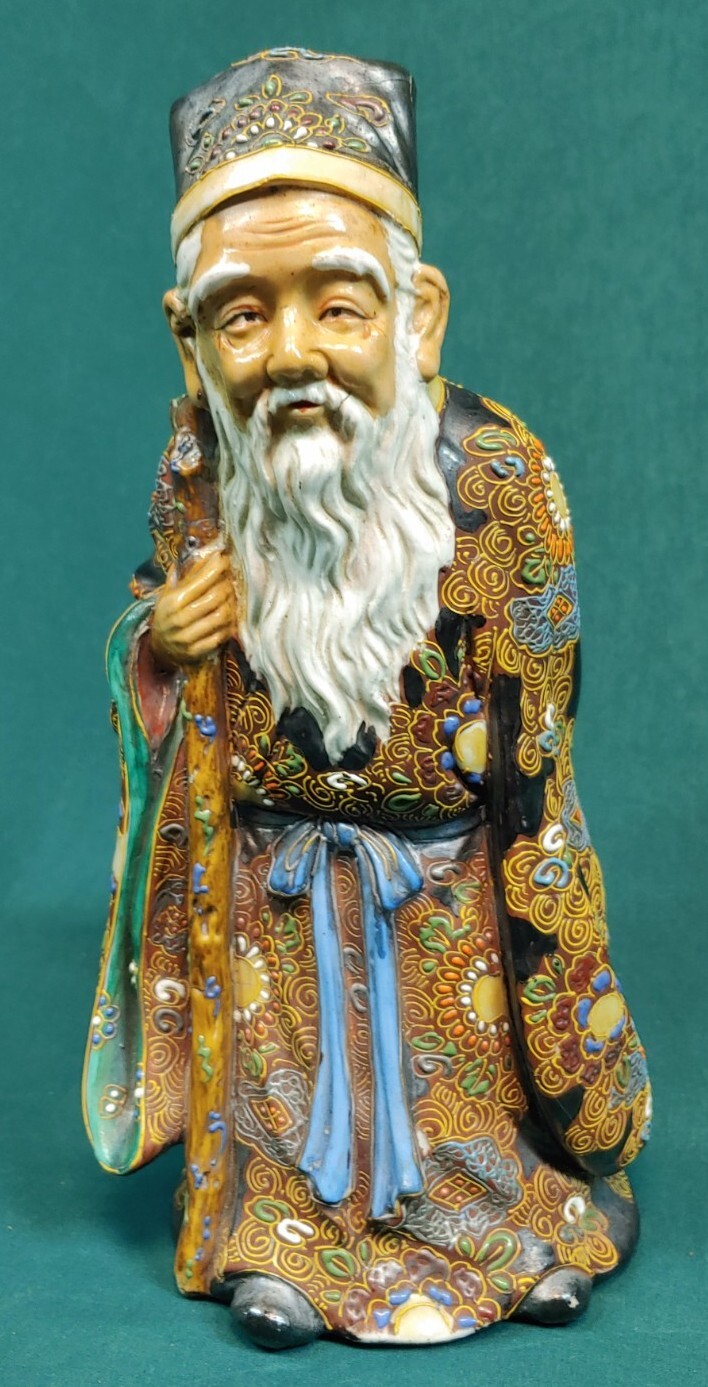 Old Vintage Japanese Jurojin Art Pottery Figure Statue Sculpture Japan 